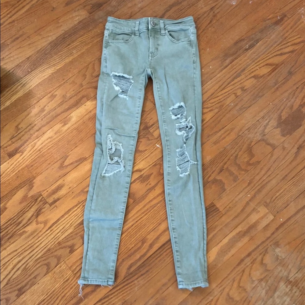 olive green american eagle jeans